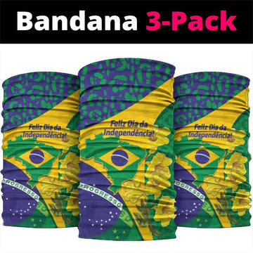 Brazil Independence Day Neck Gaiter Ordem e Progresso Map With Golden Trumpet LT14