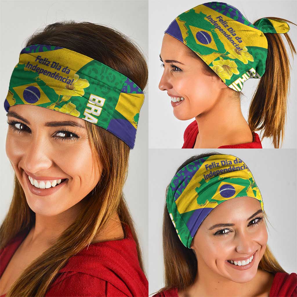 Brazil Independence Day Neck Gaiter Ordem e Progresso Map With Golden Trumpet LT14
