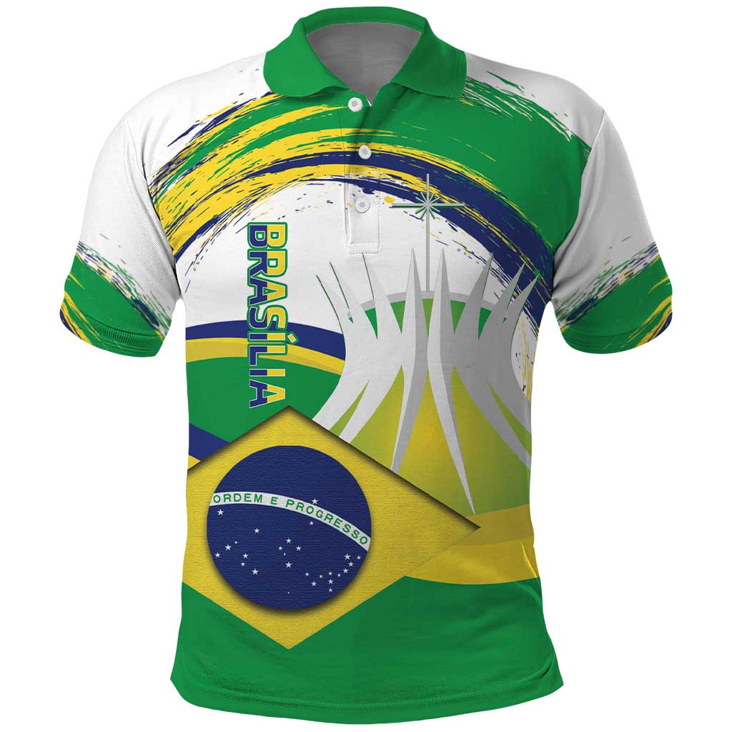 Brasilia Capital Polo Shirt Brazil Flag Metropolitan Cathedral LT14