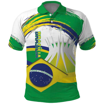 Brasilia Capital Polo Shirt Brazil Flag Metropolitan Cathedral LT14