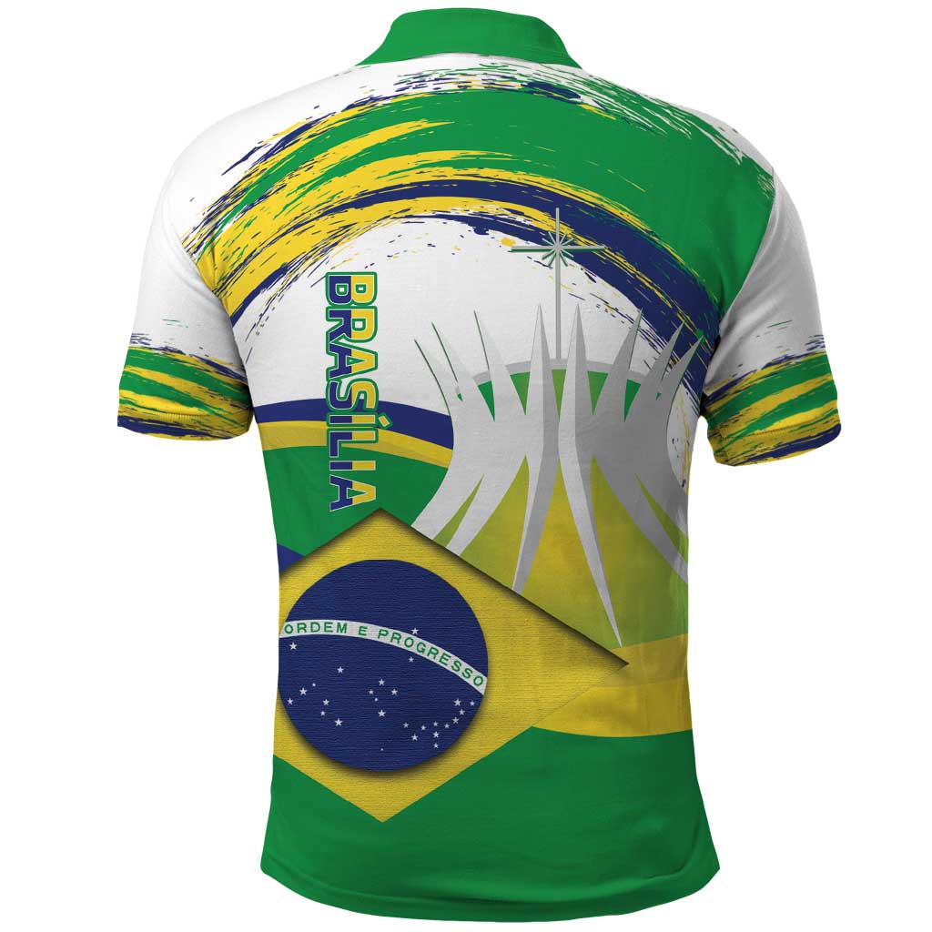 Brasilia Capital Polo Shirt Brazil Flag Metropolitan Cathedral LT14