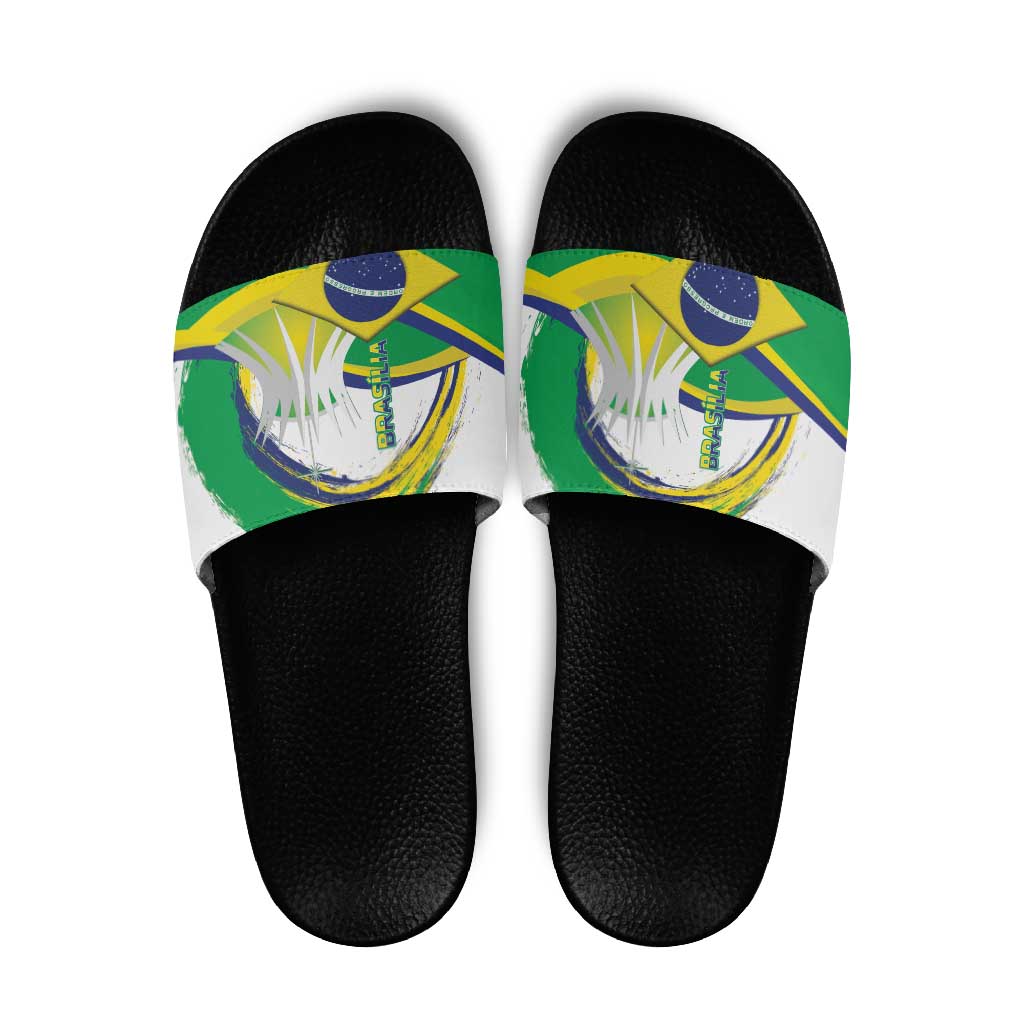 Brasilia Capital Slide Sandals Brazil Flag Metropolitan Cathedral LT14