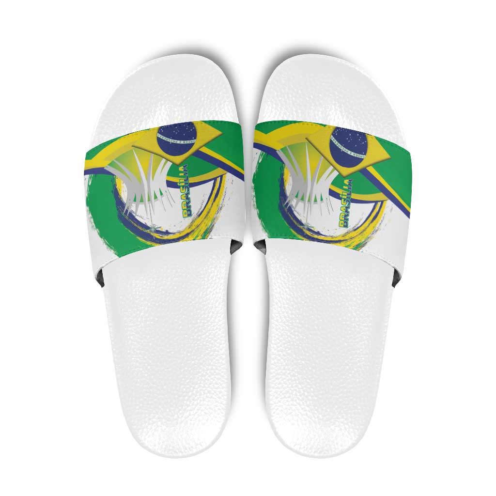 Brasilia Capital Slide Sandals Brazil Flag Metropolitan Cathedral LT14
