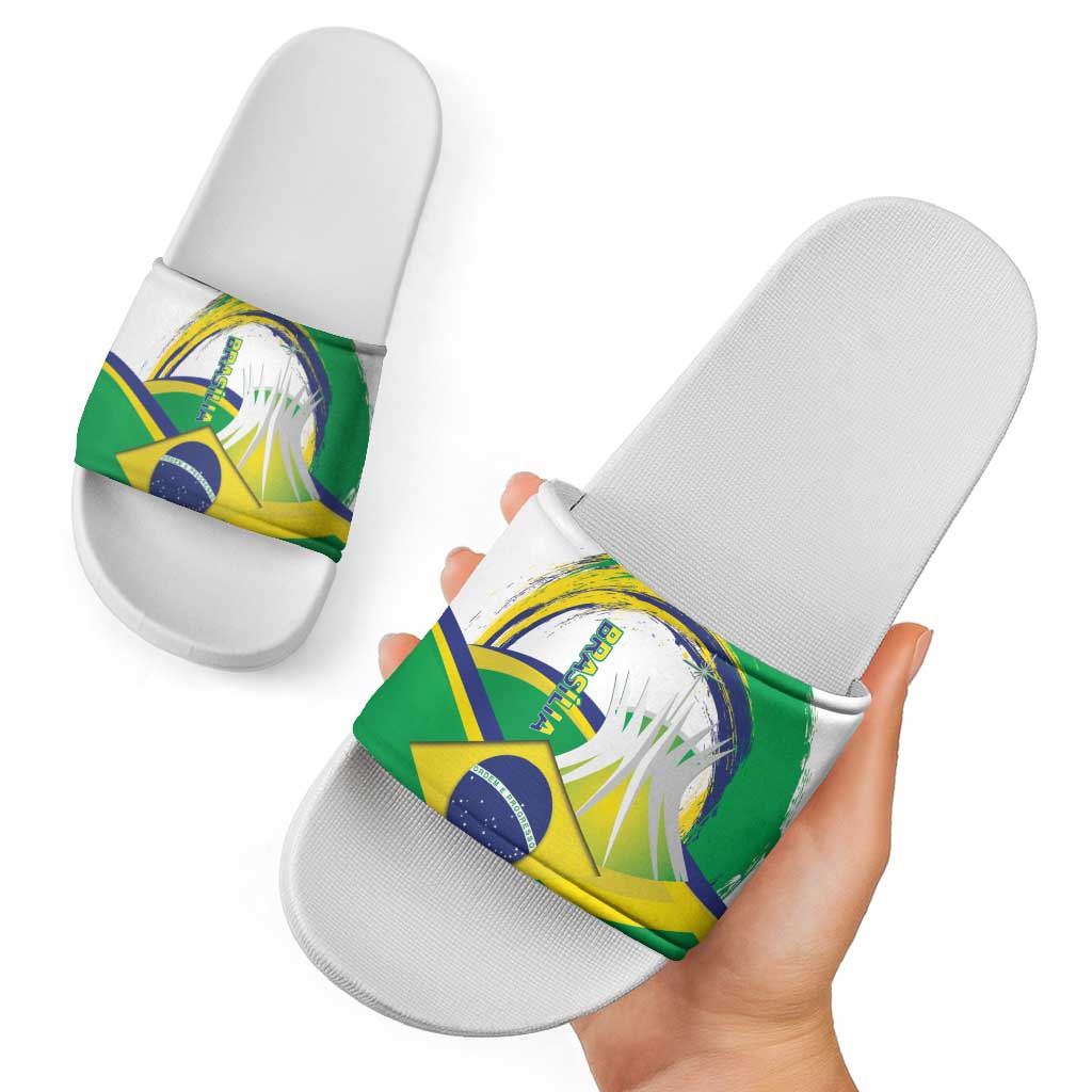 Brasilia Capital Slide Sandals Brazil Flag Metropolitan Cathedral LT14