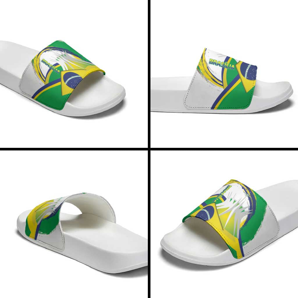 Brasilia Capital Slide Sandals Brazil Flag Metropolitan Cathedral LT14