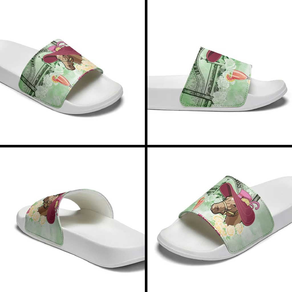 Australia Cup Melbourne Horse Racing Slide Sandals Hats Heels & Horseshoes Yellow Roses LT14