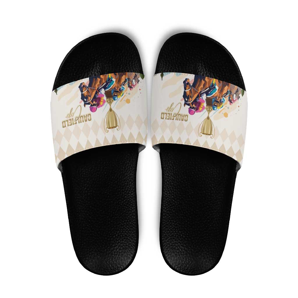 Australia Cup Caulfield Horse Racing Slide Sandals Champion Trophy Mix White Roses LT14