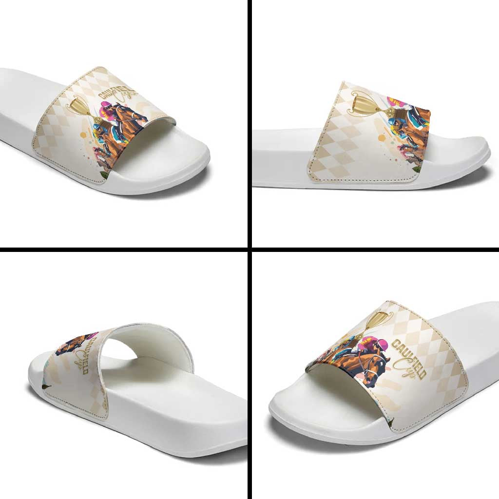 Australia Cup Caulfield Horse Racing Slide Sandals Champion Trophy Mix White Roses LT14
