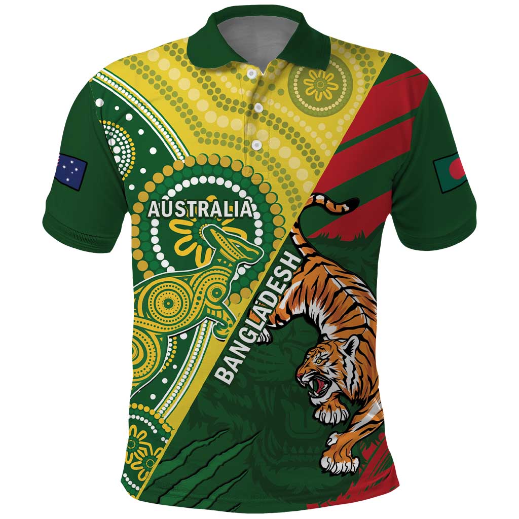 Custom Bangladesh And Australia Cricket Polo Shirt Kangaroo Tiger Together LT14
