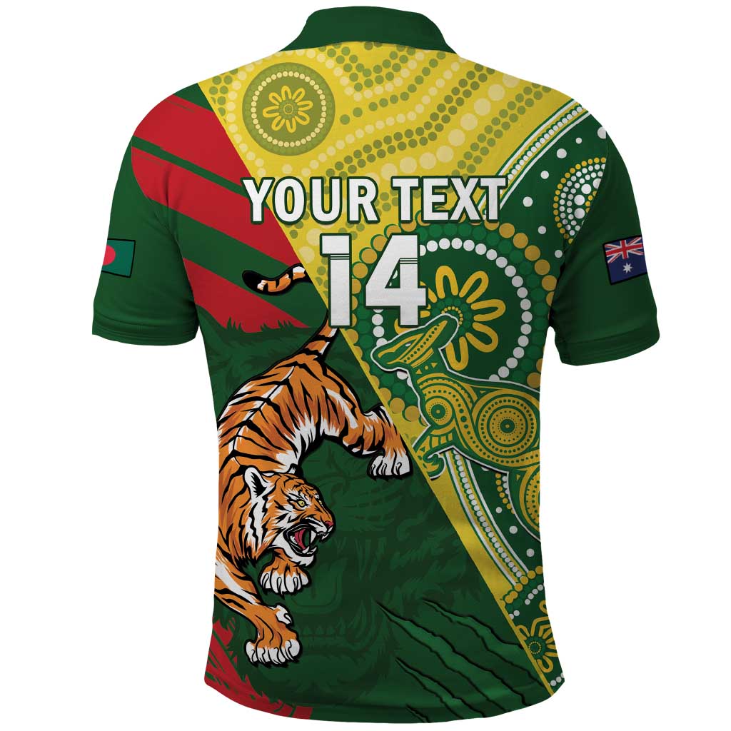 Custom Bangladesh And Australia Cricket Polo Shirt Kangaroo Tiger Together LT14