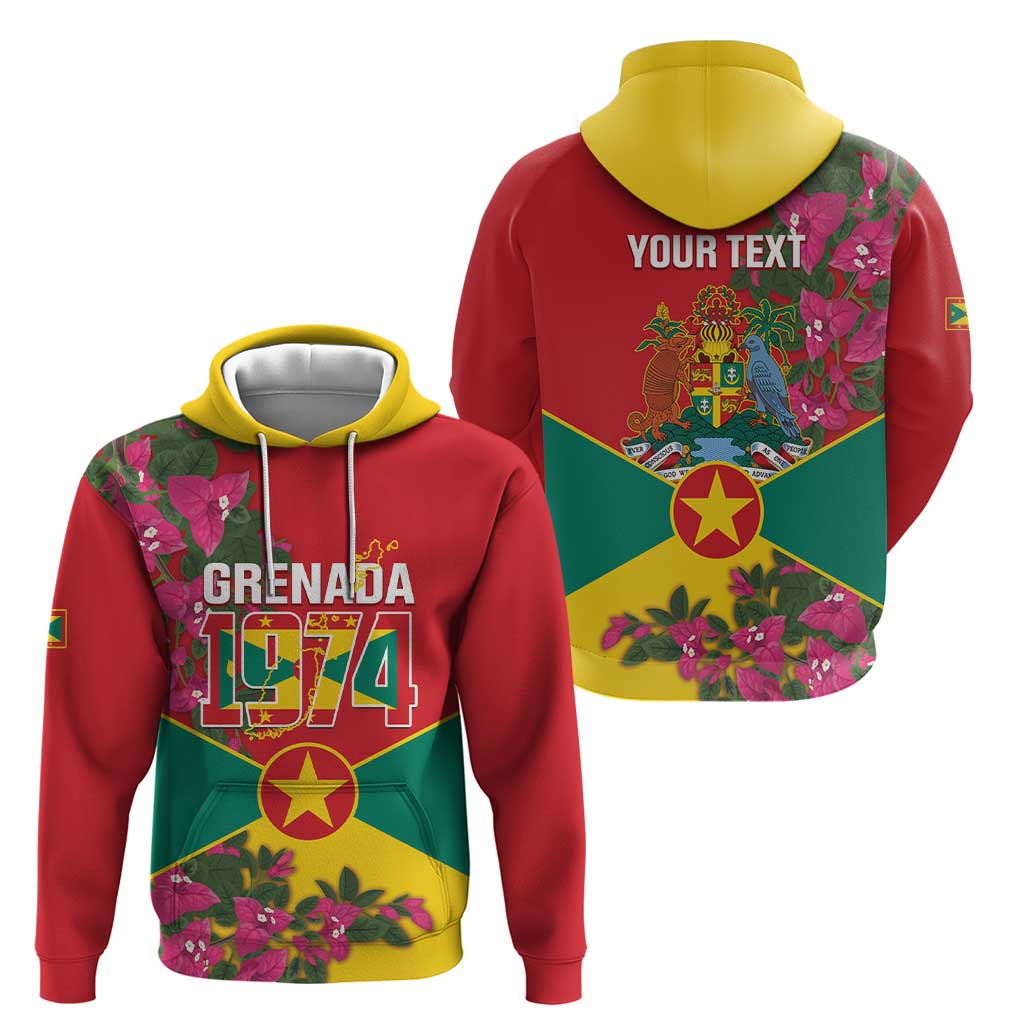 Grenada 1974 Hoodie Gwenad Map With Bougainvillea - Flag Color LT14