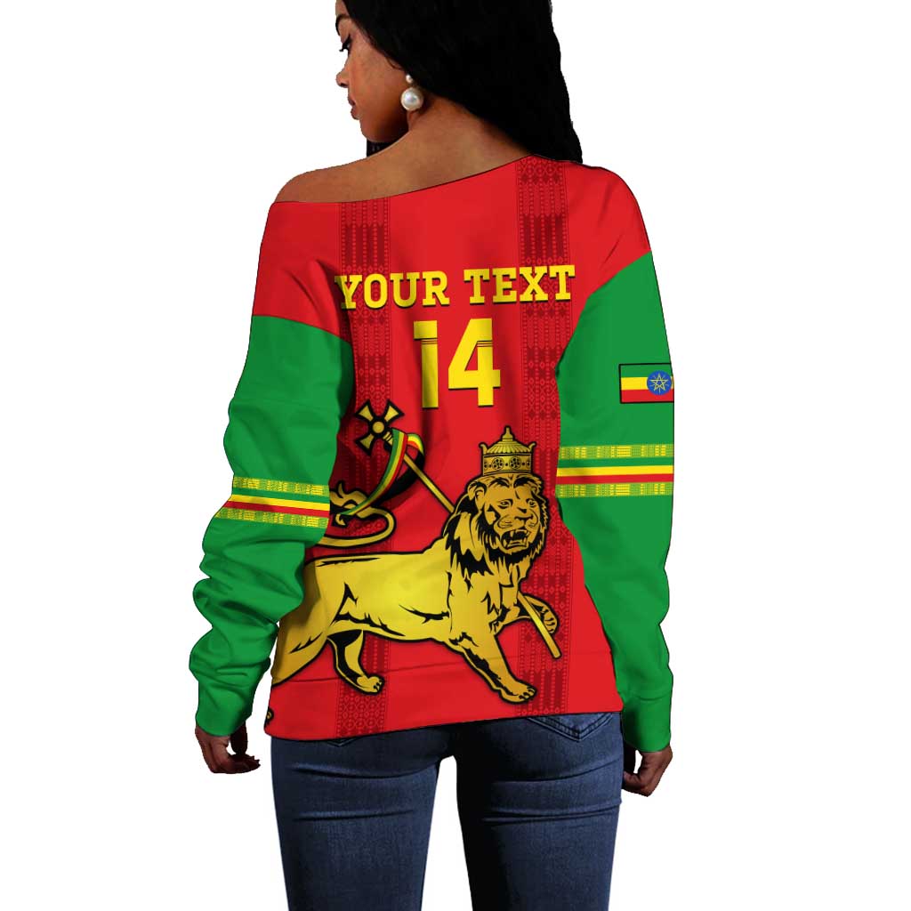 Custom Ethiopia Football Off Shoulder Sweater 2024 Go Champions Walia Ibex LT14