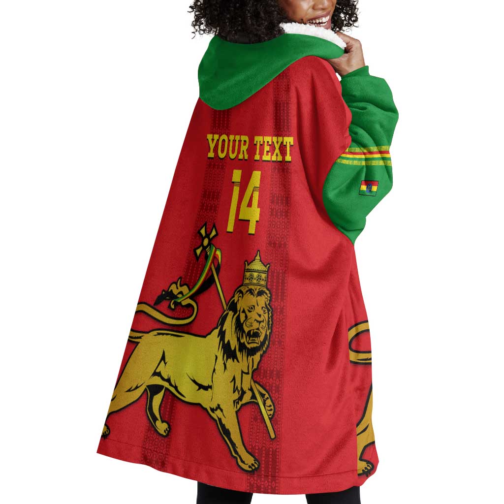 Custom Ethiopia Football Wearable Blanket Hoodie 2024 Go Champions Walia Ibex LT14