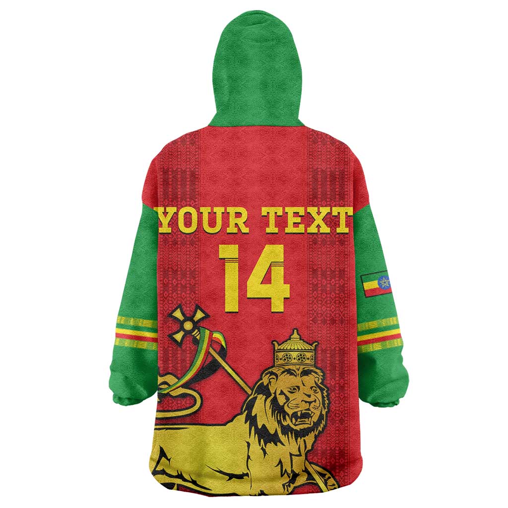 Custom Ethiopia Football Wearable Blanket Hoodie 2024 Go Champions Walia Ibex LT14