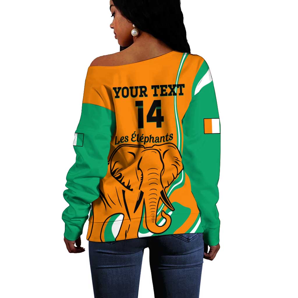 Custom Ivory Coast Football Off Shoulder Sweater 2024 Go Champions Les Elephants LT14