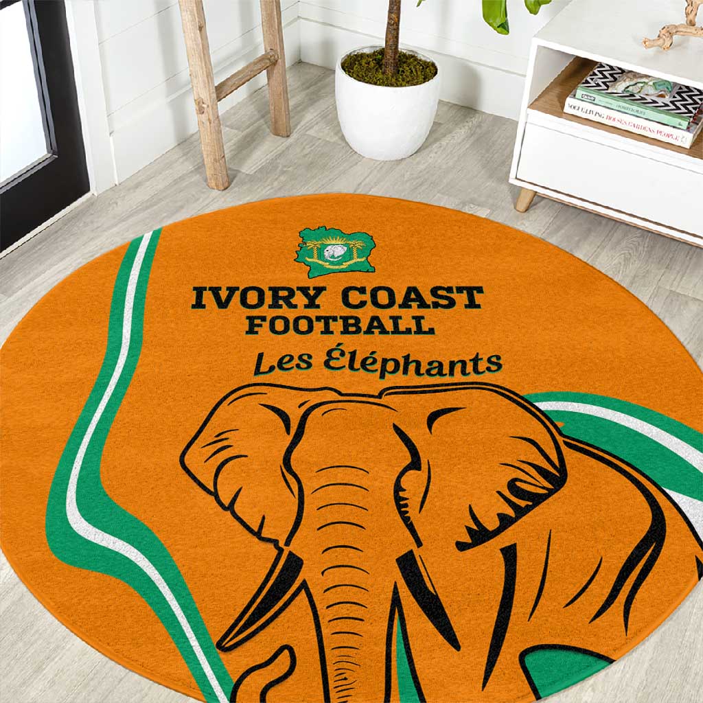 Ivory Coast Football Round Carpet 2024 Go Champions Les Elephants LT14