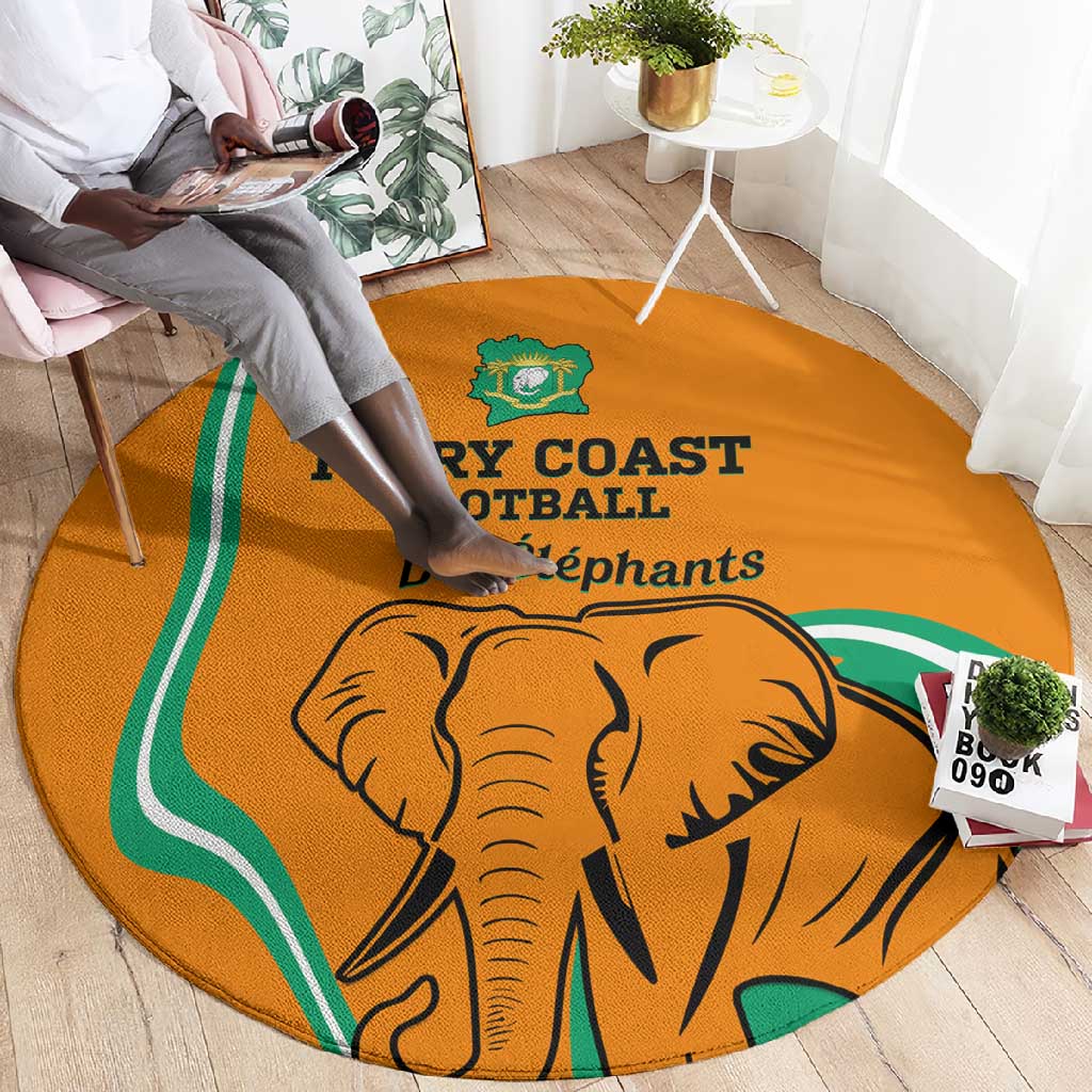 Ivory Coast Football Round Carpet 2024 Go Champions Les Elephants LT14