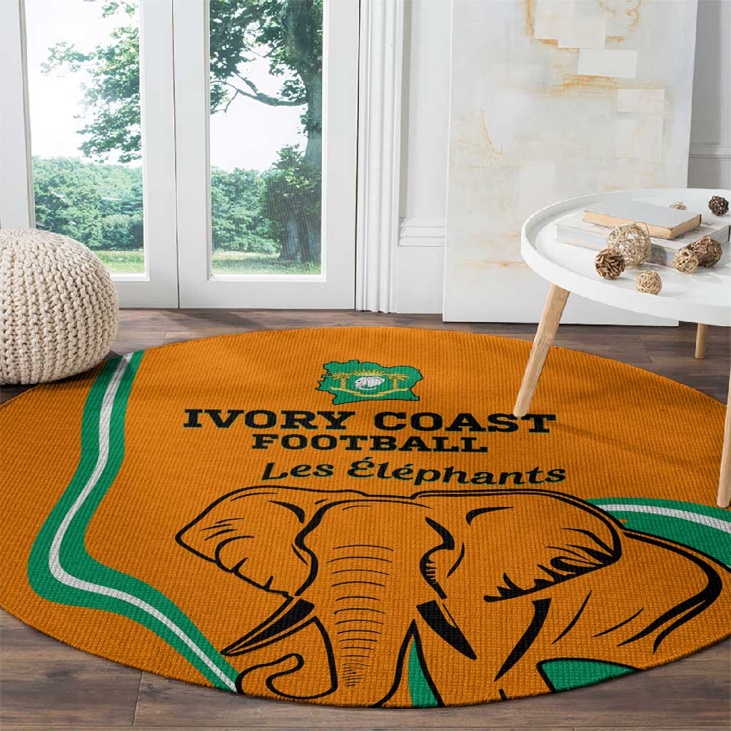 Ivory Coast Football Round Carpet 2024 Go Champions Les Elephants LT14