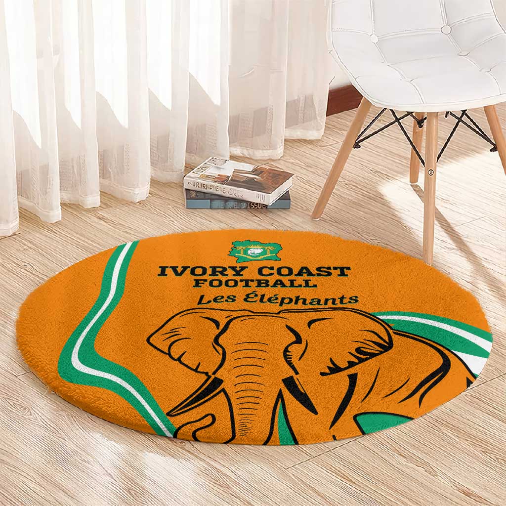 Ivory Coast Football Round Carpet 2024 Go Champions Les Elephants LT14