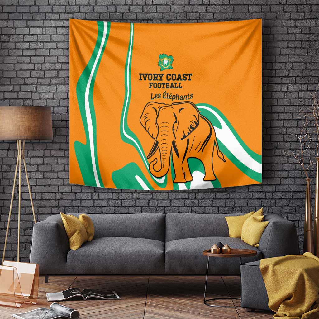 Ivory Coast Football Tapestry 2024 Go Champions Les Elephants LT14
