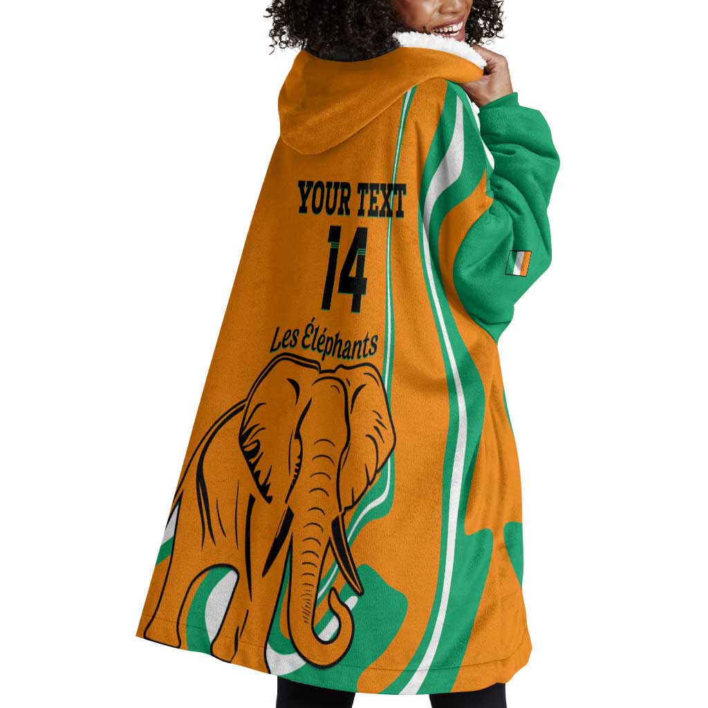 Custom Ivory Coast Football Wearable Blanket Hoodie 2024 Go Champions Les Elephants LT14