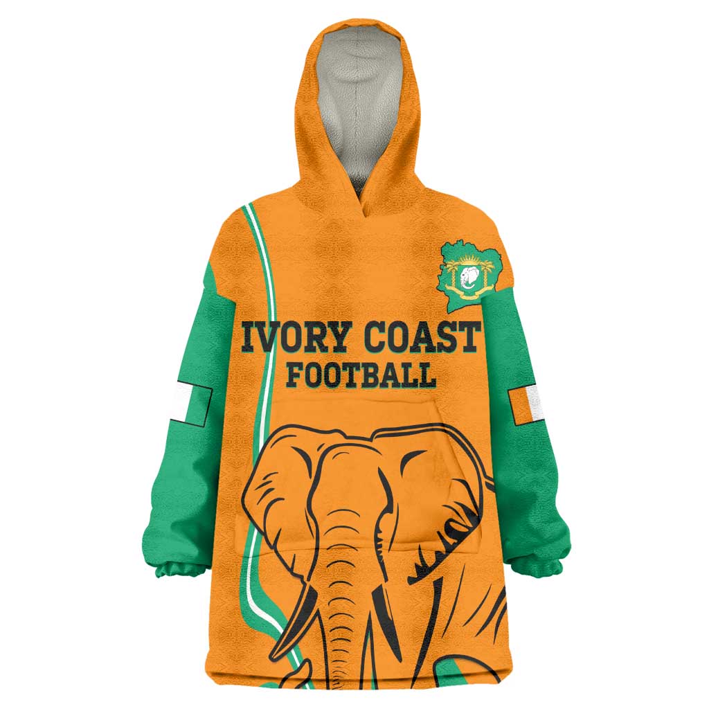 Custom Ivory Coast Football Wearable Blanket Hoodie 2024 Go Champions Les Elephants LT14