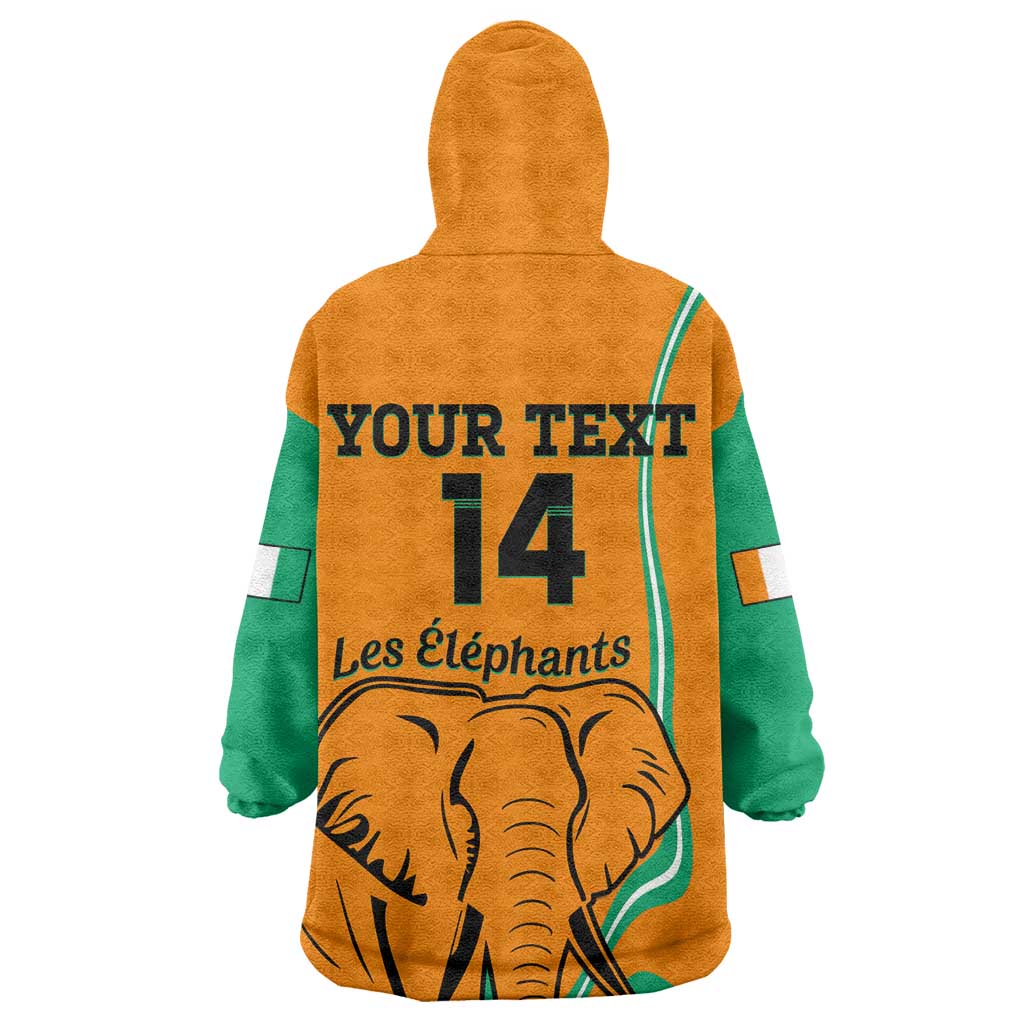 Custom Ivory Coast Football Wearable Blanket Hoodie 2024 Go Champions Les Elephants LT14