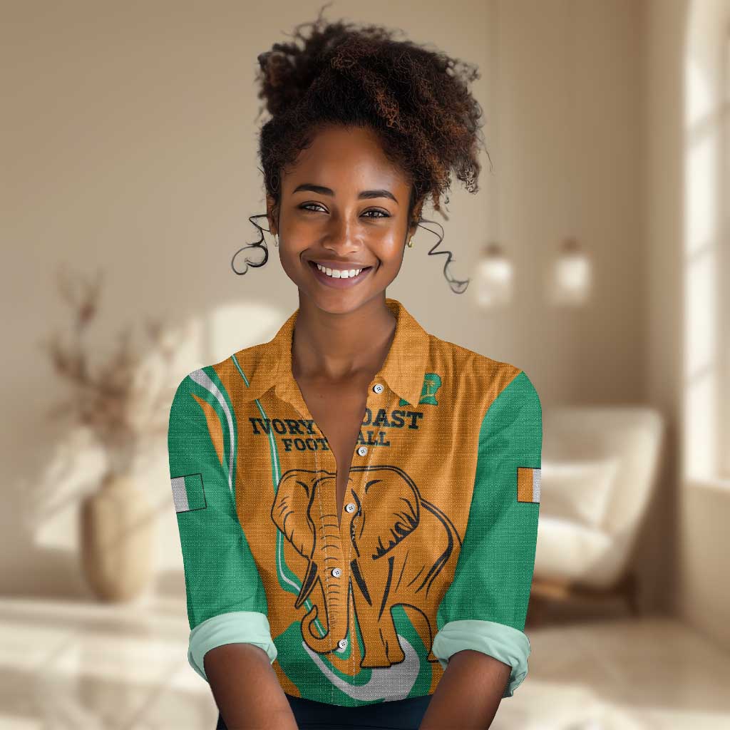 Custom Ivory Coast Football Women Casual Shirt 2024 Go Champions Les Elephants LT14