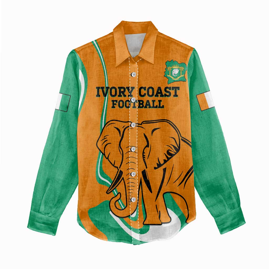 Custom Ivory Coast Football Women Casual Shirt 2024 Go Champions Les Elephants LT14