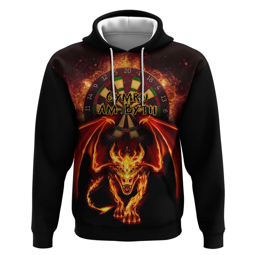 Cymru Am Byth Wales Darts Hoodie Go Welsh Flame Style LT14