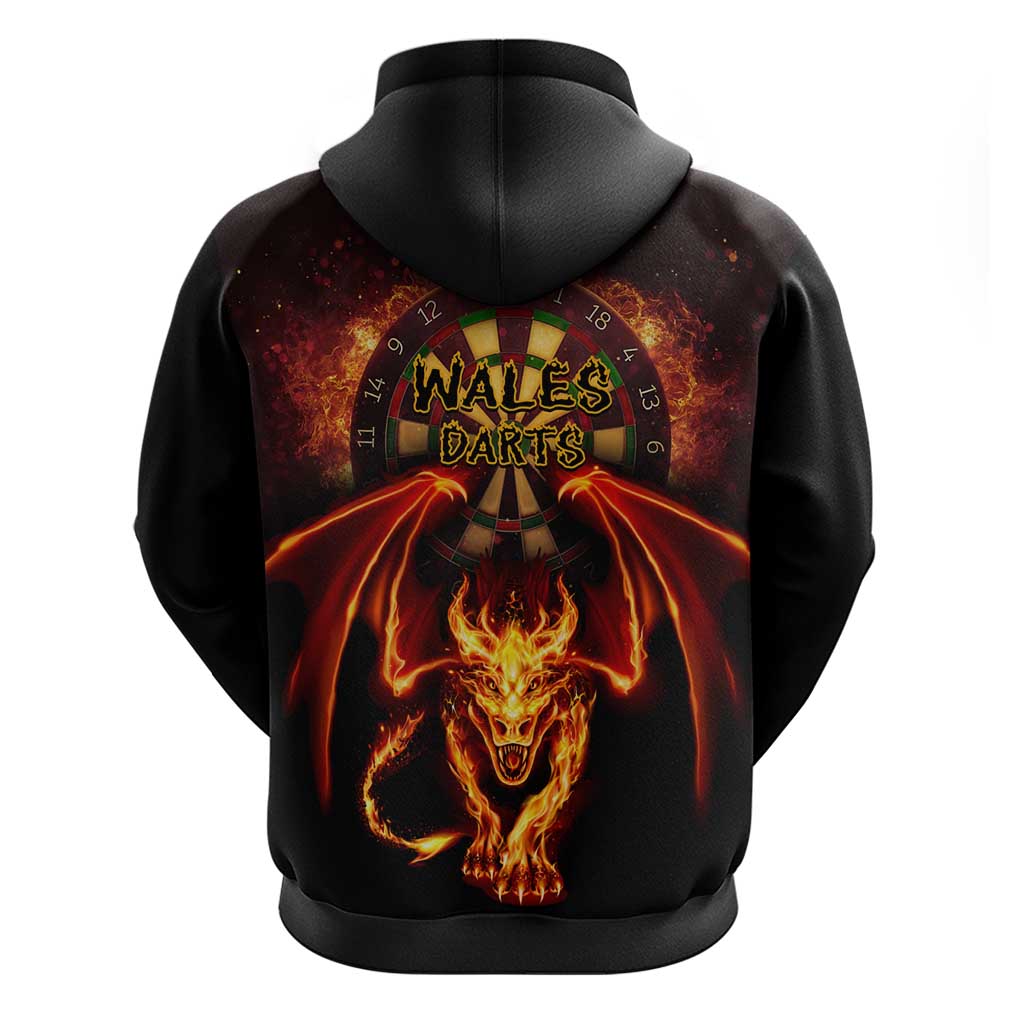 Cymru Am Byth Wales Darts Hoodie Go Welsh Flame Style LT14
