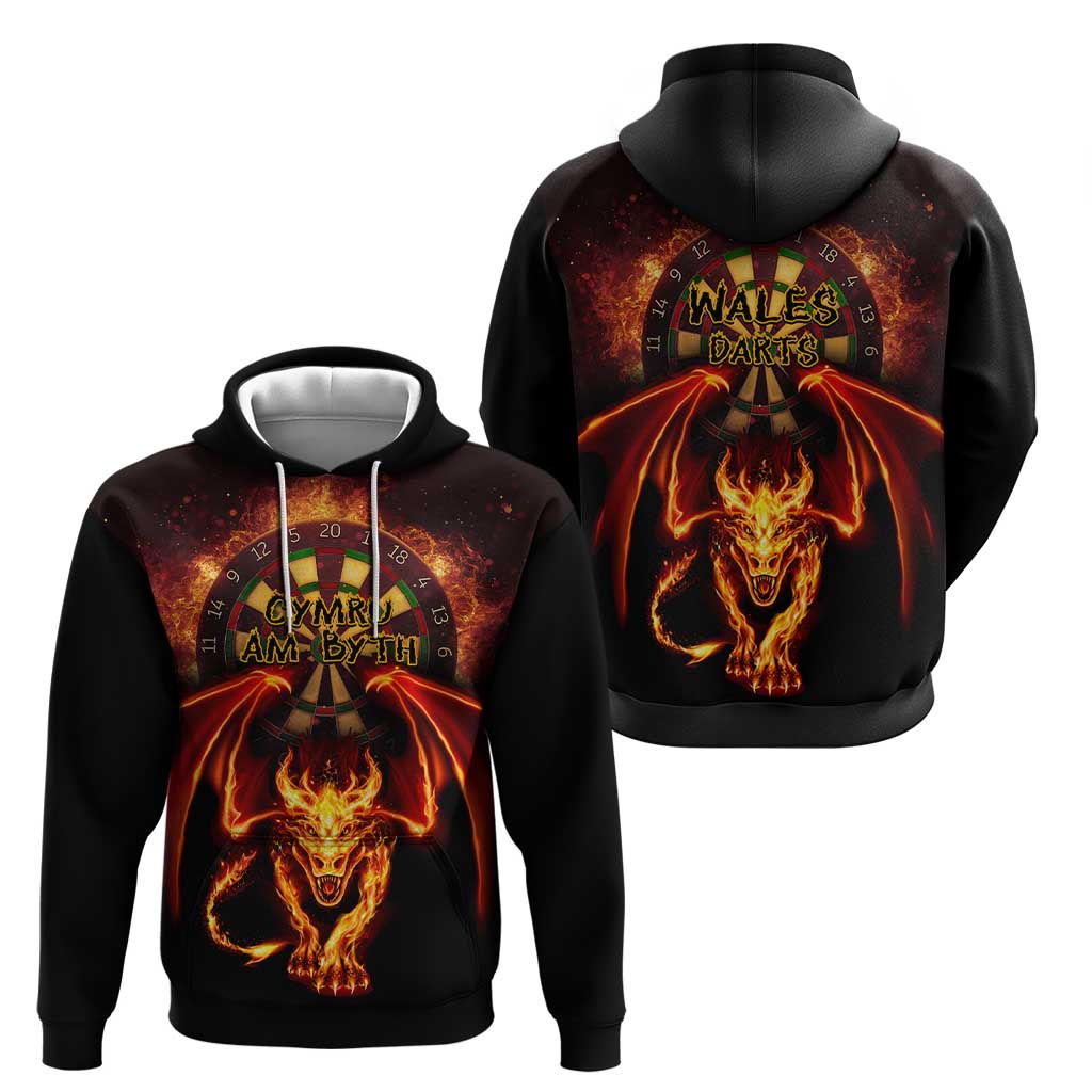 Cymru Am Byth Wales Darts Hoodie Go Welsh Flame Style LT14