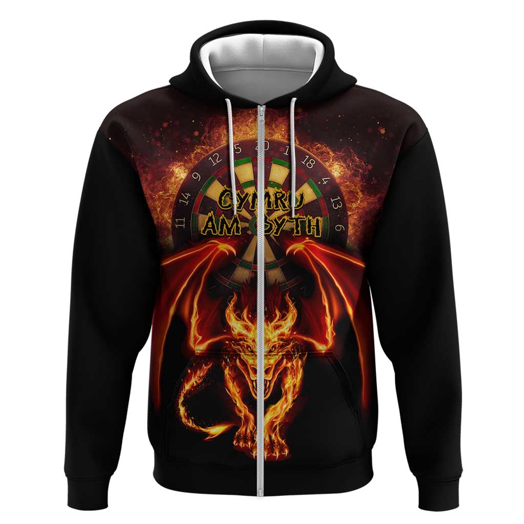 Cymru Am Byth Wales Darts Hoodie Go Welsh Flame Style LT14