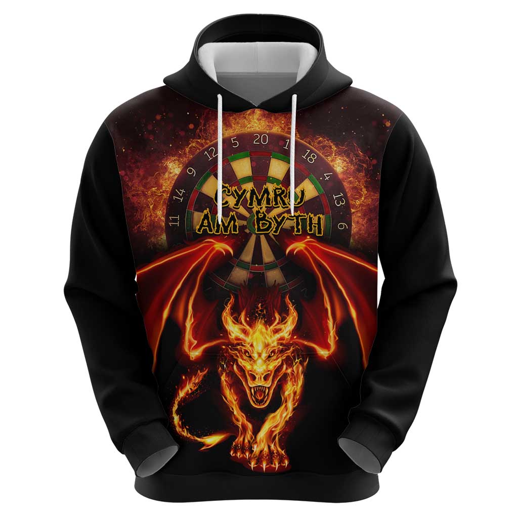 Cymru Am Byth Wales Darts Hoodie Go Welsh Flame Style LT14