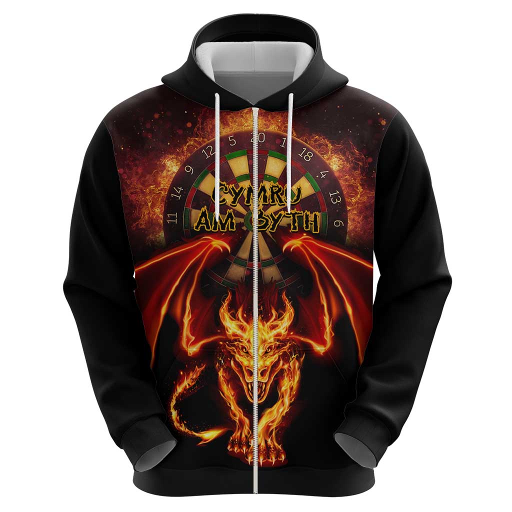 Cymru Am Byth Wales Darts Hoodie Go Welsh Flame Style LT14