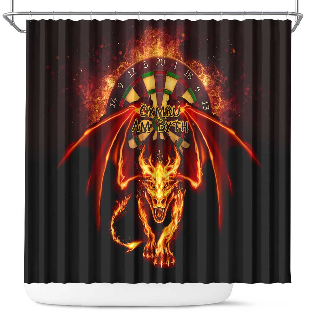 Cymru Am Byth Wales Darts Shower Curtain Go Welsh Flame Style LT14