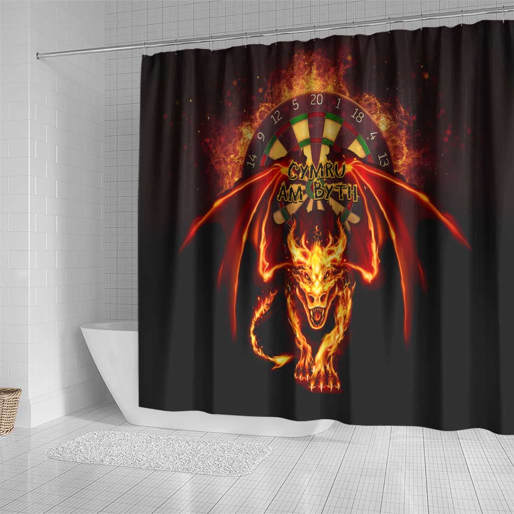 Cymru Am Byth Wales Darts Shower Curtain Go Welsh Flame Style LT14