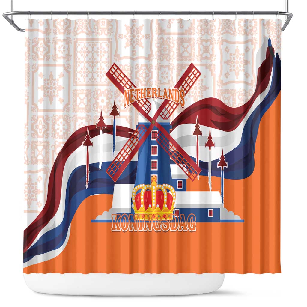 Netherlands King's Day Shower Curtain Windmill With Nederland Pattern LT14