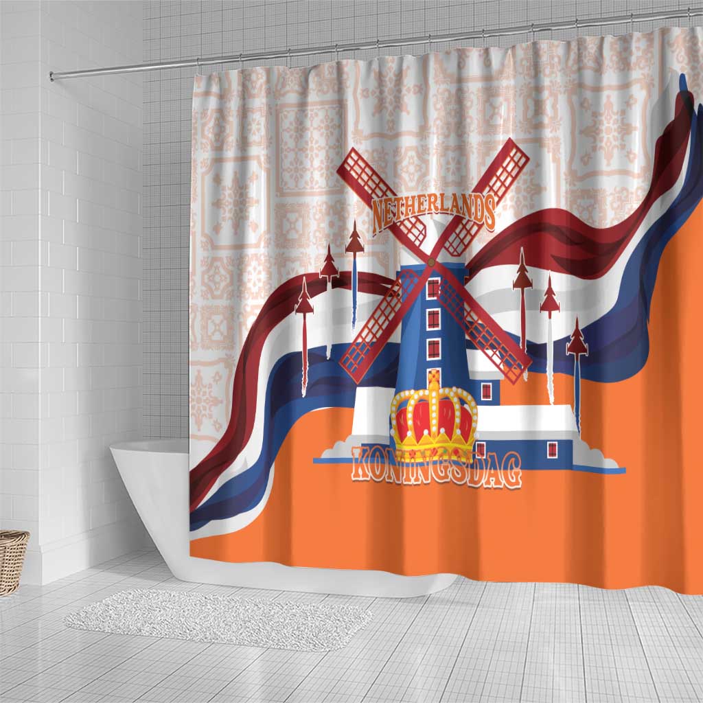 Netherlands King's Day Shower Curtain Windmill With Nederland Pattern LT14