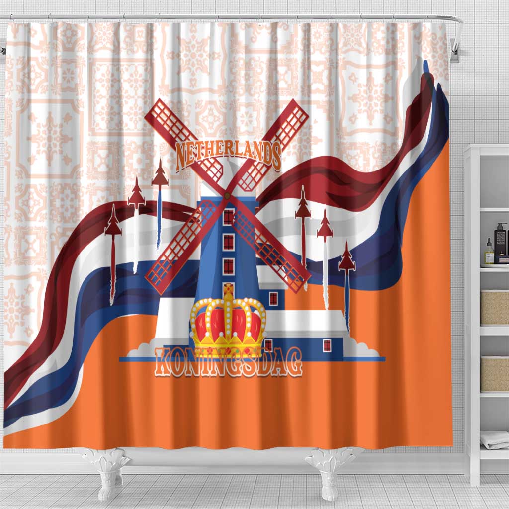 Netherlands King's Day Shower Curtain Windmill With Nederland Pattern LT14