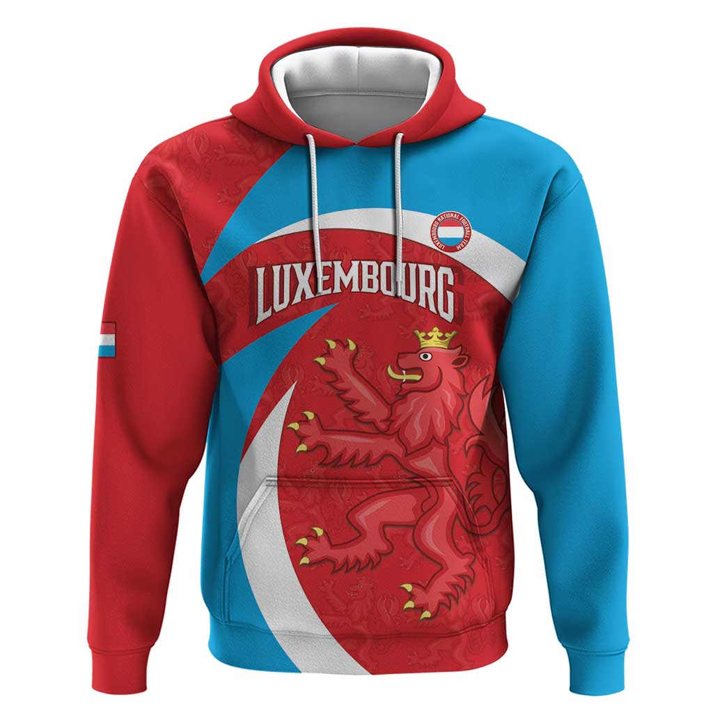 Custom Luxembourg Football Hoodie Allez Les Lions Rouges LT14