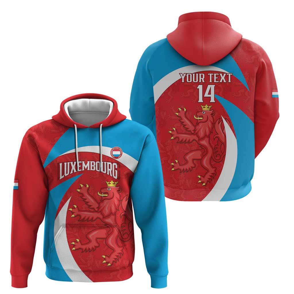 Custom Luxembourg Football Hoodie Allez Les Lions Rouges LT14