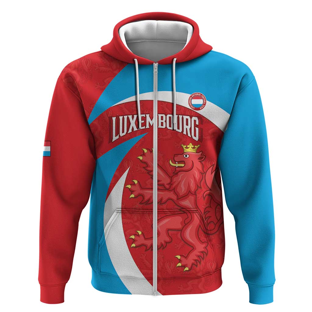 Custom Luxembourg Football Hoodie Allez Les Lions Rouges LT14