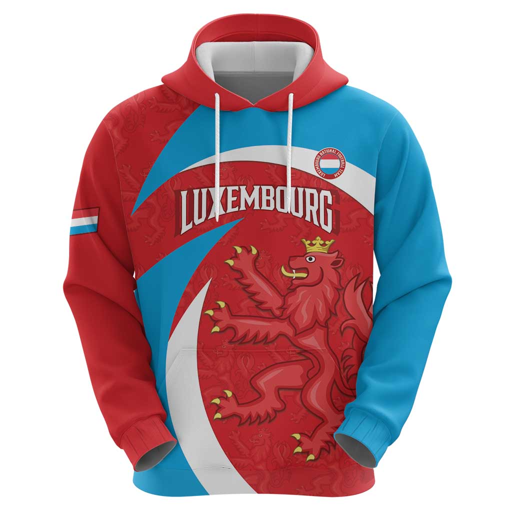 Custom Luxembourg Football Hoodie Allez Les Lions Rouges LT14
