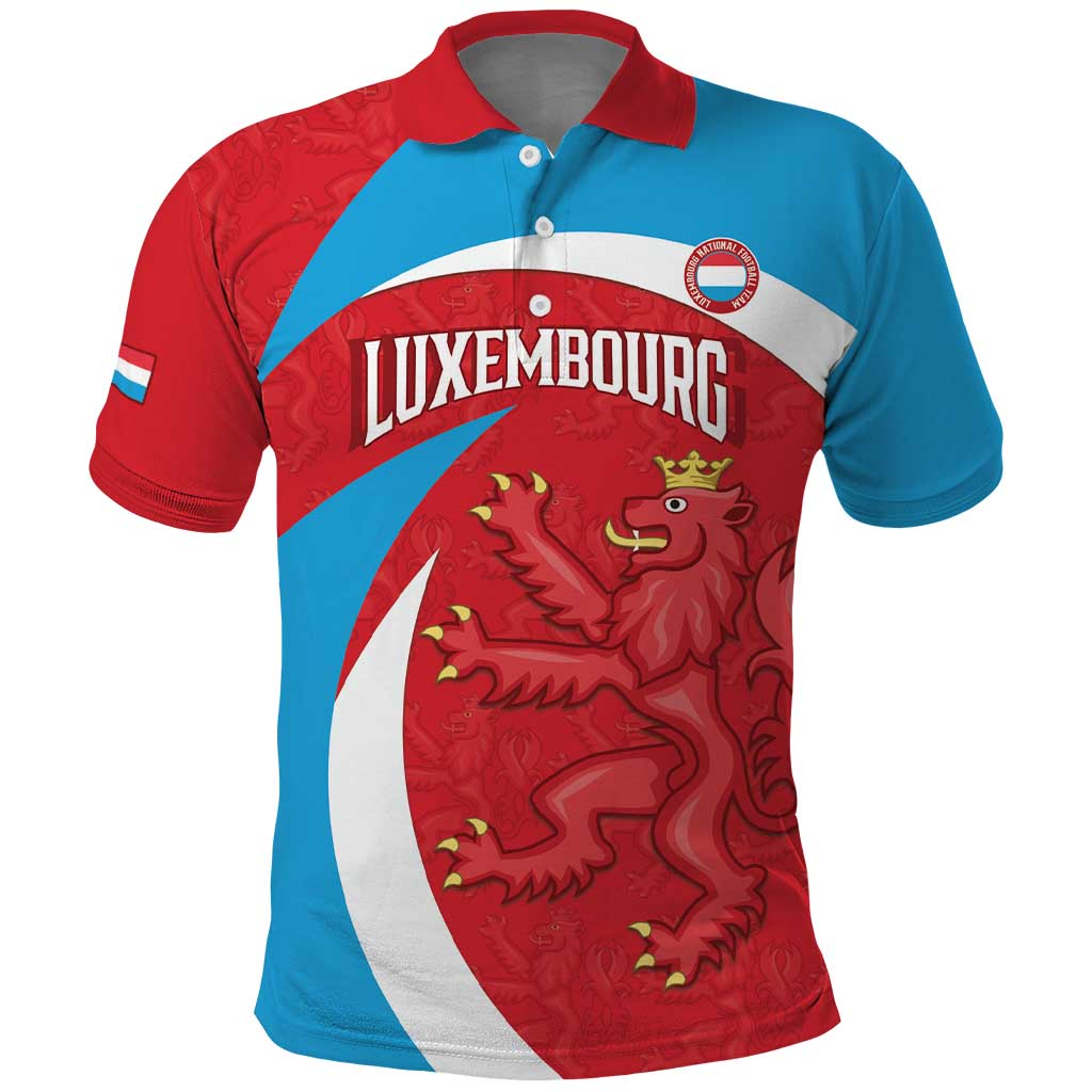 Custom Luxembourg Football Polo Shirt Allez Les Lions Rouges LT14