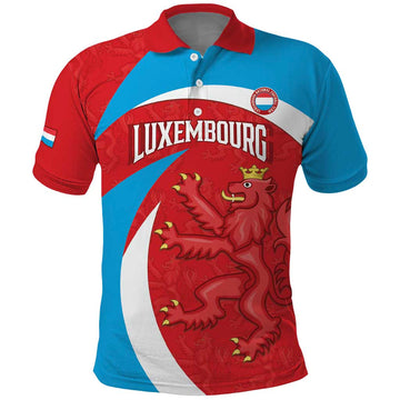 Custom Luxembourg Football Polo Shirt Allez Les Lions Rouges LT14