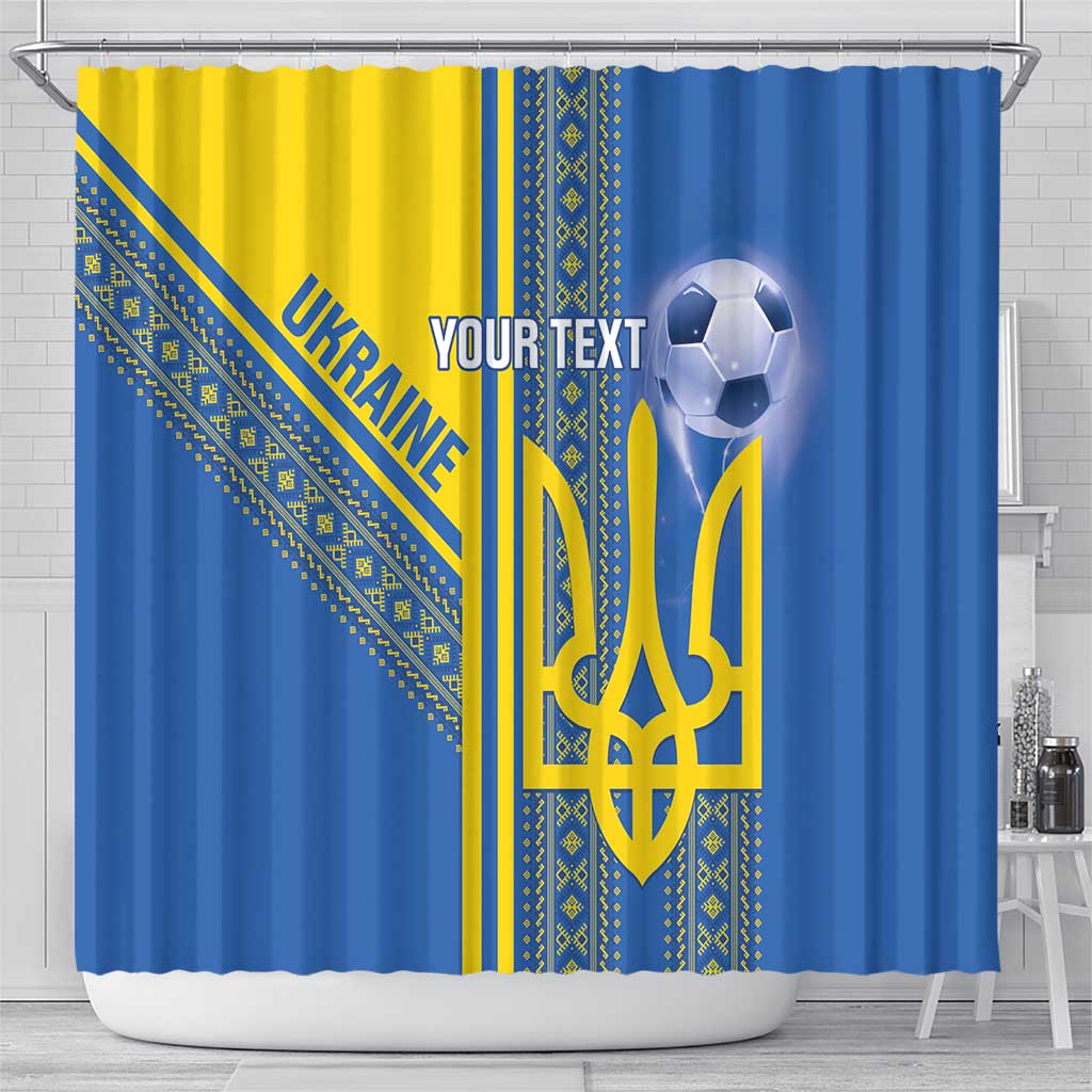Custom Ukraine Football Shower Curtain Go Blue And Yellow Folk Pattern LT14