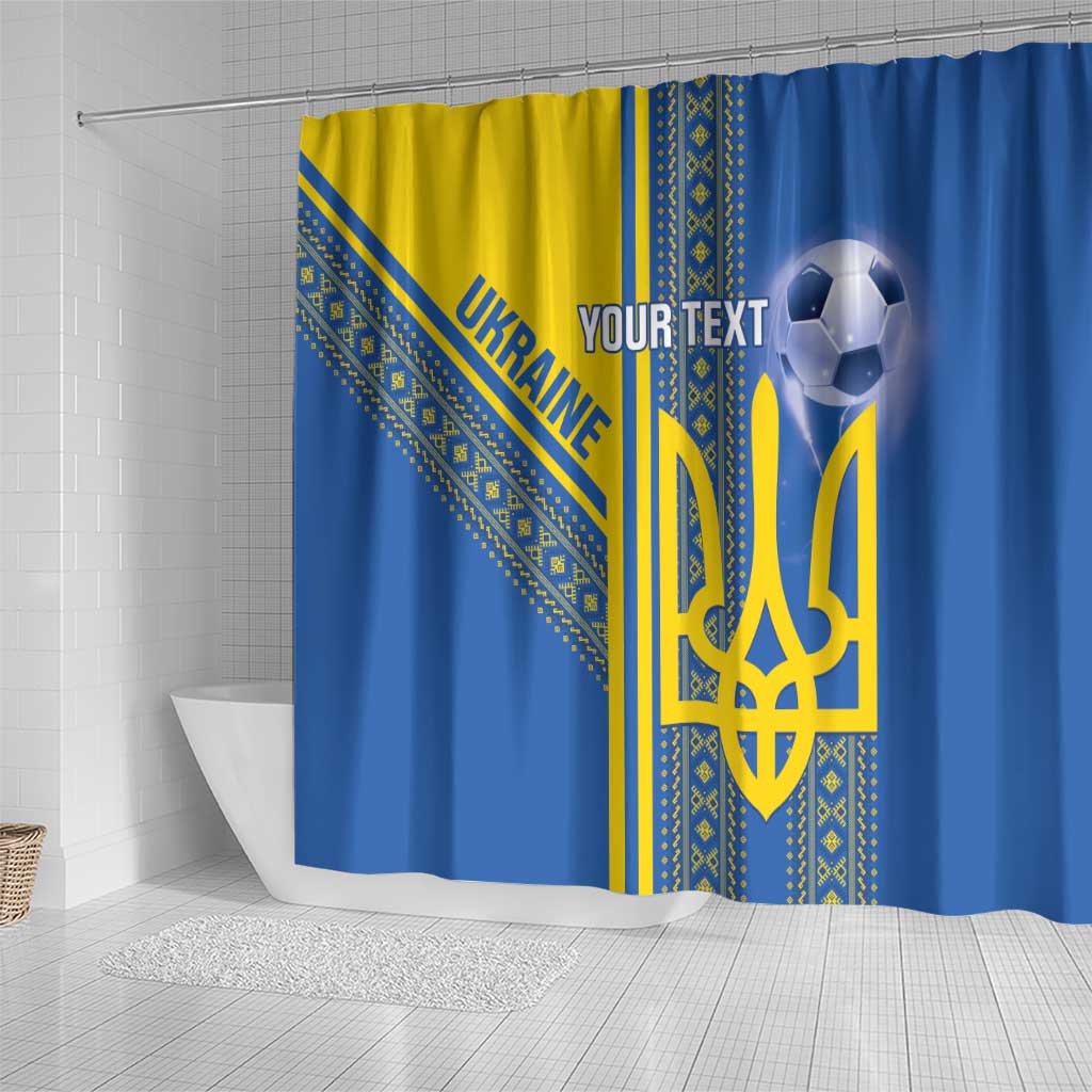 Custom Ukraine Football Shower Curtain Go Blue And Yellow Folk Pattern LT14