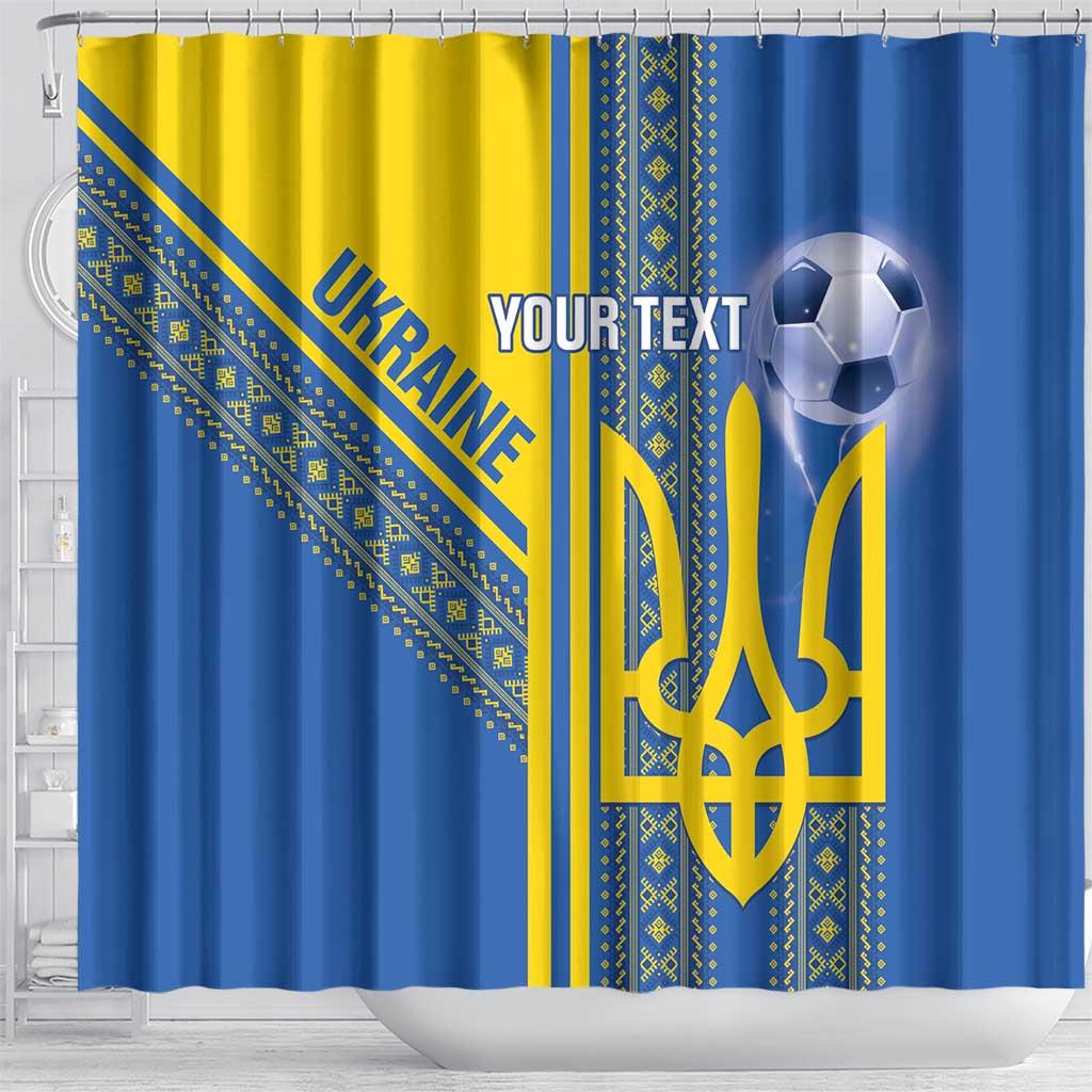 Custom Ukraine Football Shower Curtain Go Blue And Yellow Folk Pattern LT14