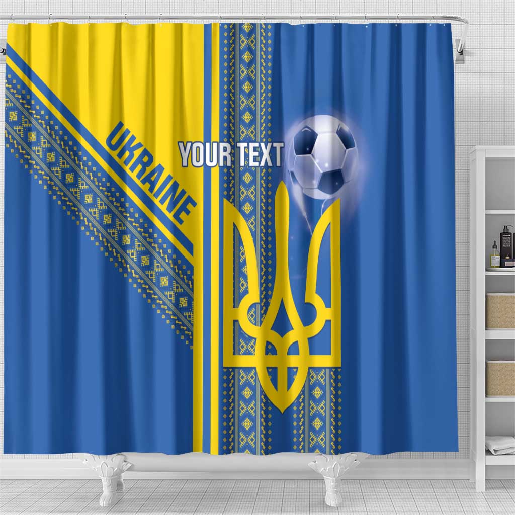 Custom Ukraine Football Shower Curtain Go Blue And Yellow Folk Pattern LT14